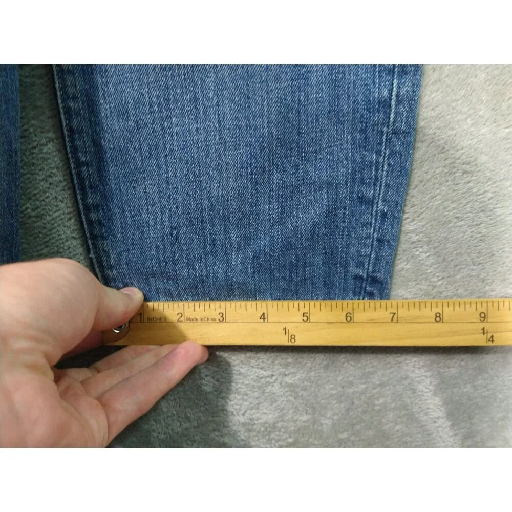 J Crew Jeans Mens 34x30 Blue Denim 484 Slim Fit Tapered Leg Mid Rise Distressed - Picture 6 of 11